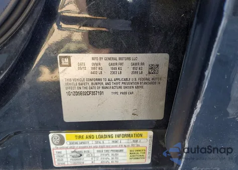 2012 Chevrolet Malibu 2Lt from USA, damaged, VIN 1G1ZD5E02CF357191